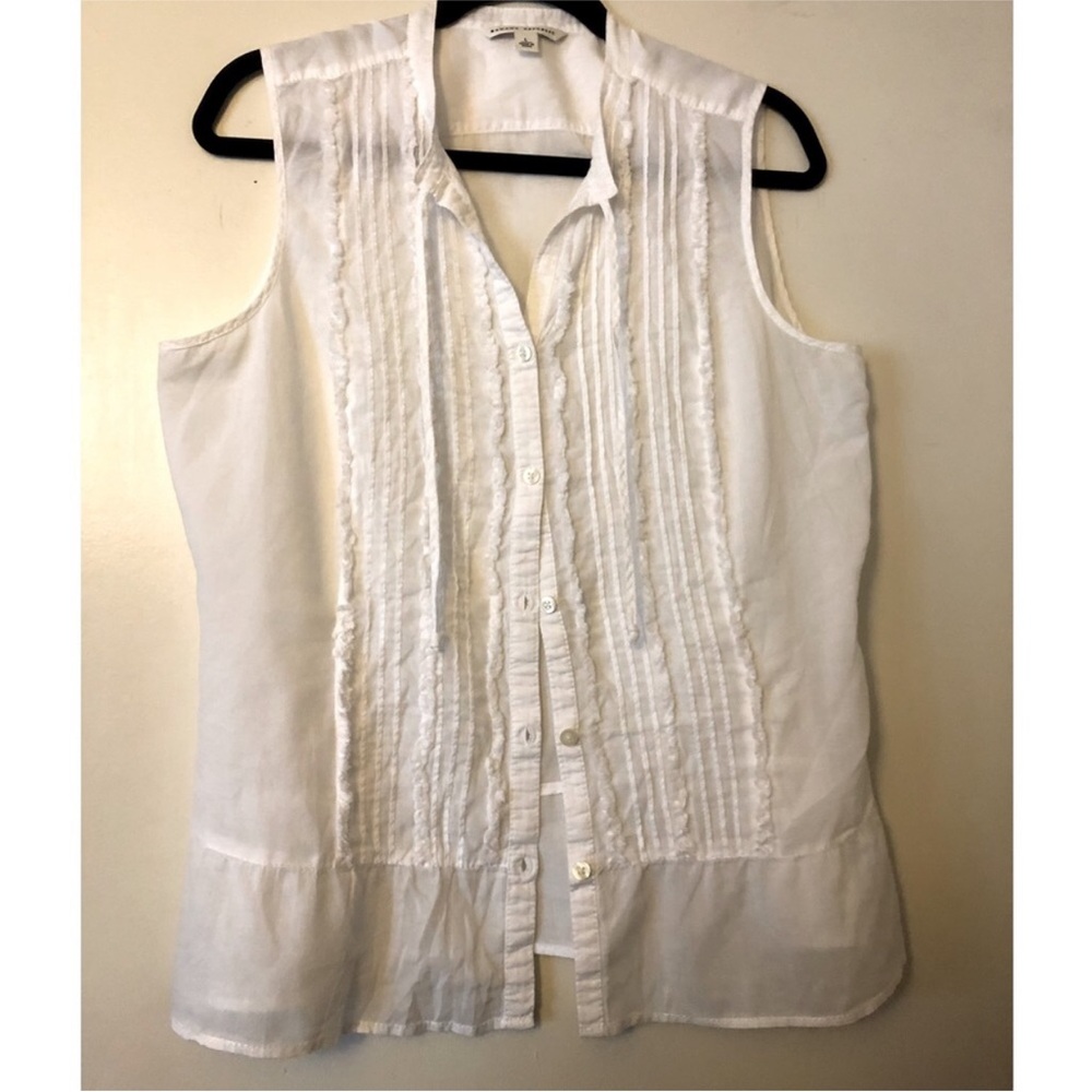 Sheer Button-up Pleats Tank